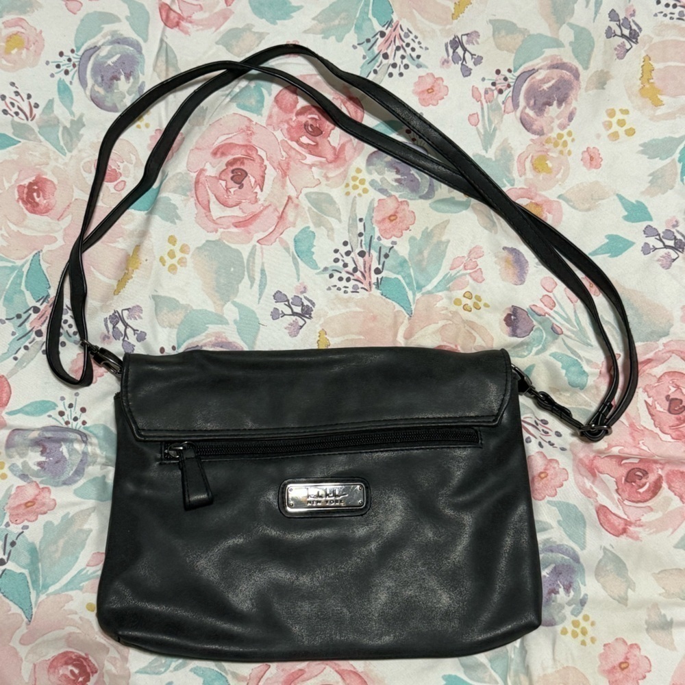 Nicole Miller Adjustable Crossbody Black Stud Bag